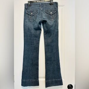 See Thru Soul Low Rise Jean Dark Wash Embroidered Pockets Sz 28